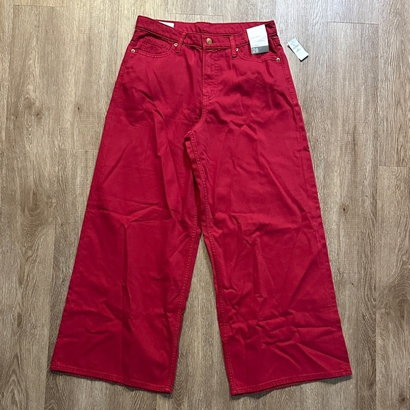 NWT Gap Red Mid Rise Baggy Wide-Leg Jeans Size: 28 - Picture 1 of 7